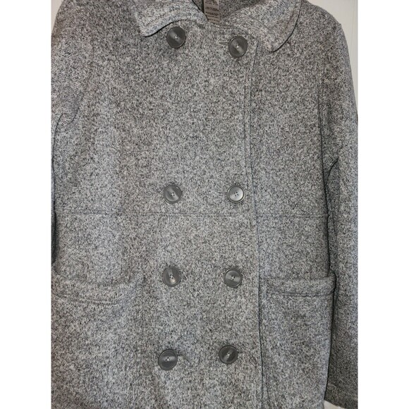 Cozy Patagonia Better Sweater Double Breasted Pea coat Jacket Gray Sz L - Picture 5 of 5
